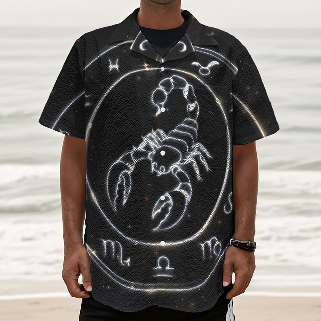 Astrology Scorpio Sign Print Textured Short Sleeve Shirt