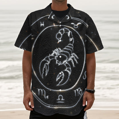 Astrology Scorpio Sign Print Textured Short Sleeve Shirt