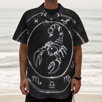 Astrology Scorpio Sign Print Textured Short Sleeve Shirt