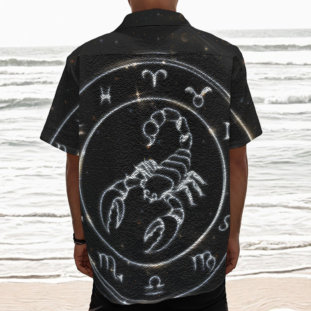 Astrology Scorpio Sign Print Textured Short Sleeve Shirt
