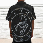 Astrology Scorpio Sign Print Textured Short Sleeve Shirt