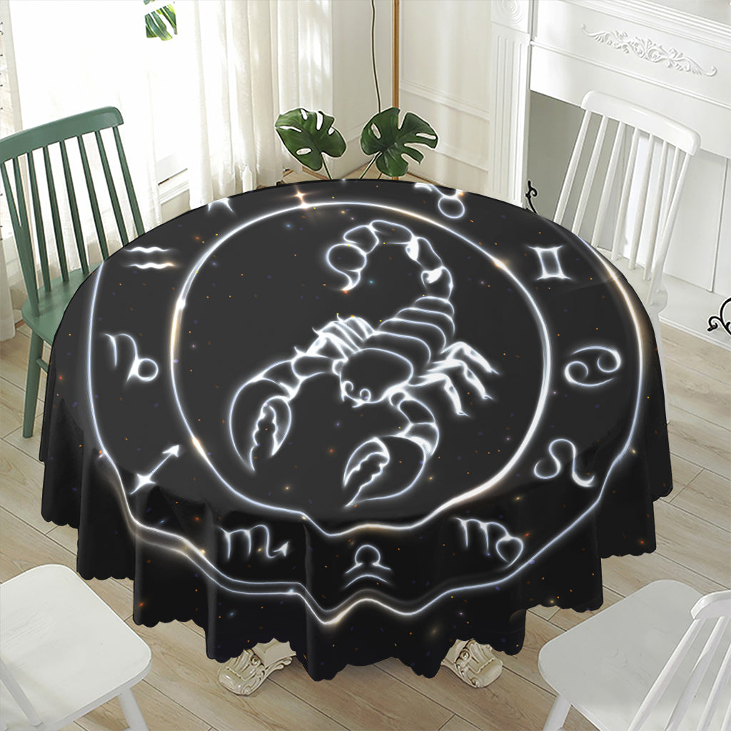 Astrology Scorpio Sign Print Waterproof Round Tablecloth