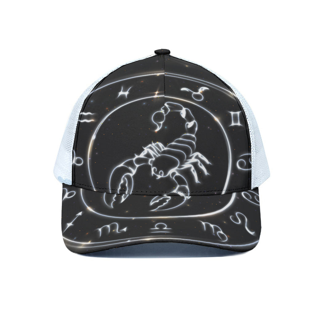 Astrology Scorpio Sign Print White Mesh Trucker Cap