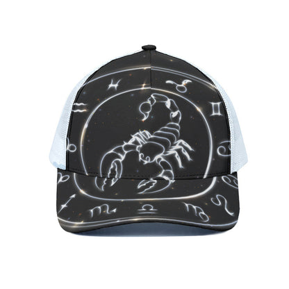 Astrology Scorpio Sign Print White Mesh Trucker Cap
