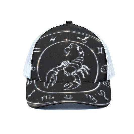 Astrology Scorpio Sign Print White Mesh Trucker Cap