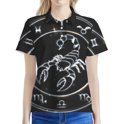 Astrology Scorpio Sign Print Women's Polo Shirt