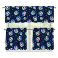 Astronaut Alien Cat Print 3 Piece Kitchen Curtains