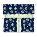 Astronaut Alien Cat Print 3 Piece Kitchen Curtains