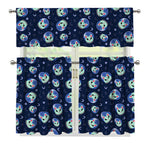 Astronaut Alien Cat Print 3 Piece Kitchen Curtains