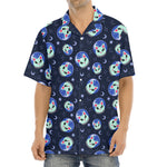 Astronaut Alien Cat Print Aloha Shirt