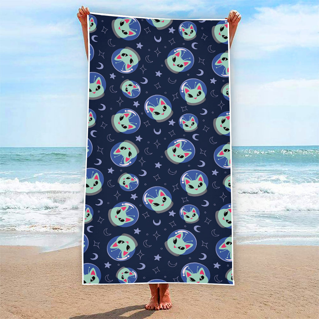 Astronaut Alien Cat Print Beach Towel