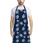 Astronaut Alien Cat Print Bib Apron With Pocket