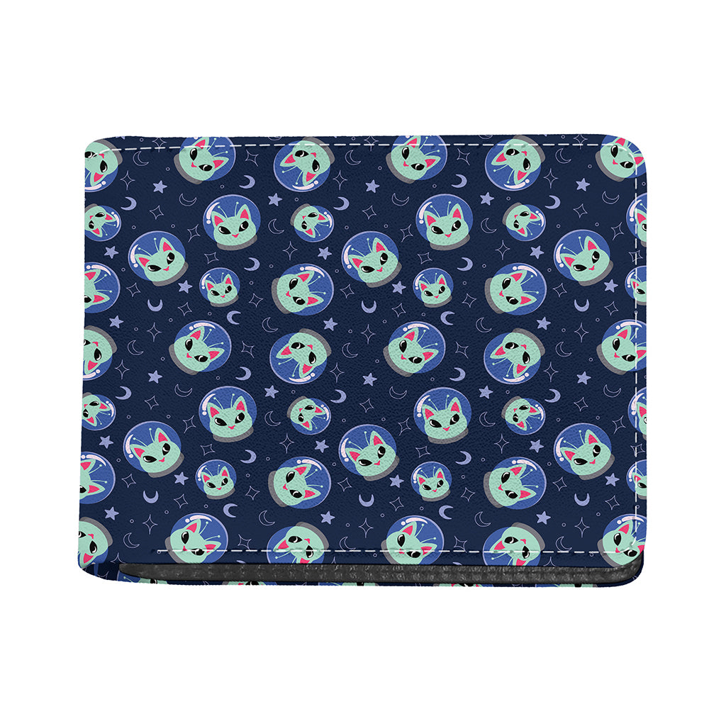 Astronaut Alien Cat Print Bifold Wallet