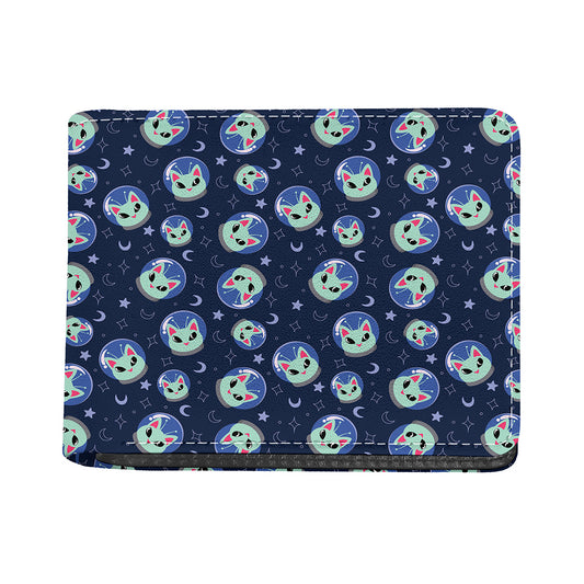 Astronaut Alien Cat Print Bifold Wallet