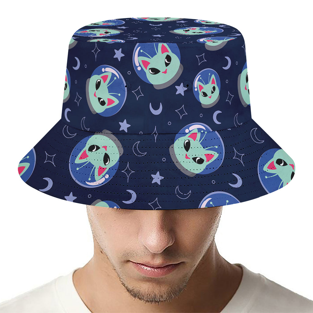 Astronaut Alien Cat Print Bucket Hat