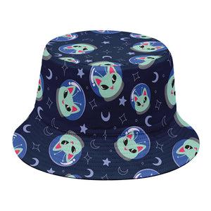 Astronaut Alien Cat Print Bucket Hat