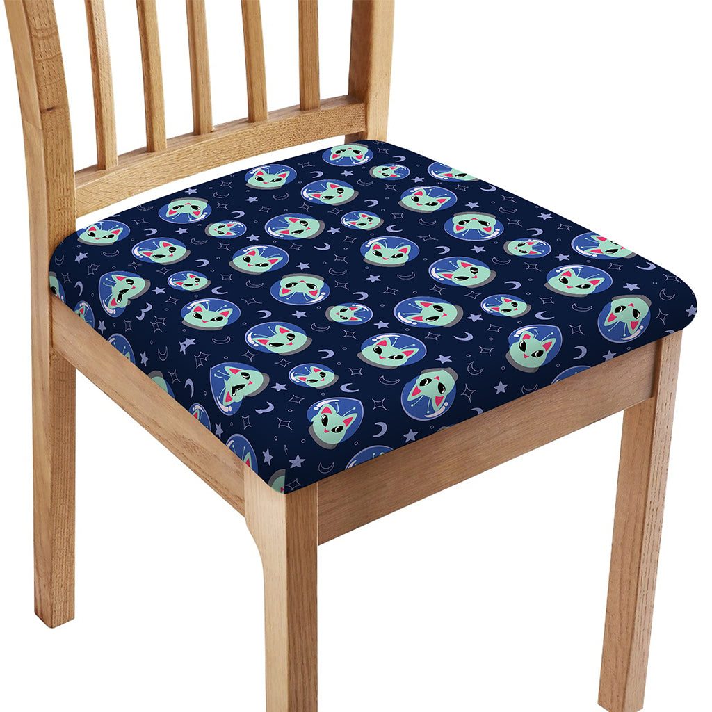 Astronaut Alien Cat Print Chair Cushion Cover