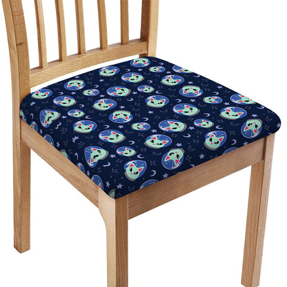 Astronaut Alien Cat Print Chair Cushion Cover