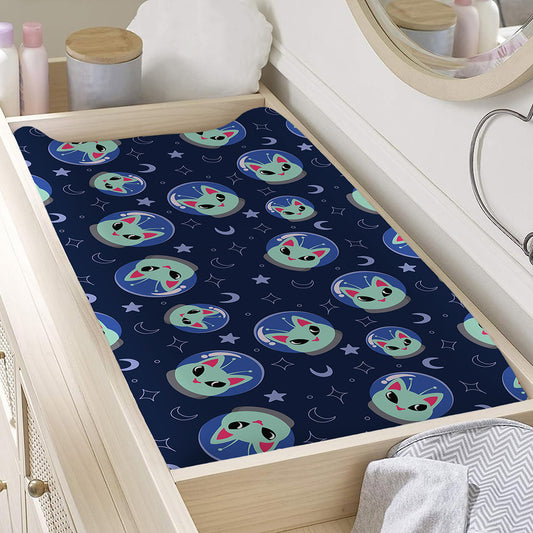 Astronaut Alien Cat Print Changing Pad Cover