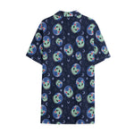 Astronaut Alien Cat Print Cotton Hawaiian Shirt