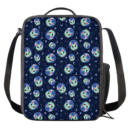 Astronaut Alien Cat Print Crossbody Lunch Bag