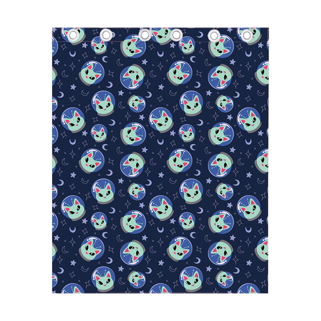 Astronaut Alien Cat Print Curtain