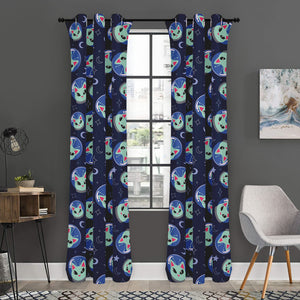 Astronaut Alien Cat Print Curtain