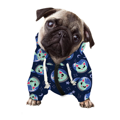 Astronaut Alien Cat Print Dog Zip Up Hoodie
