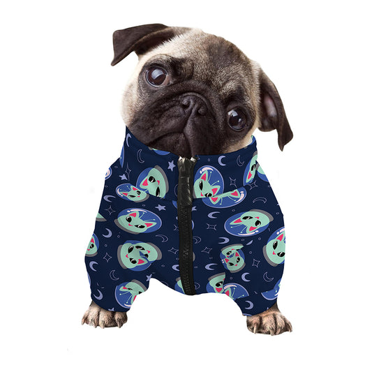 Astronaut Alien Cat Print Dog Zip Up Jacket