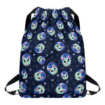 Astronaut Alien Cat Print Drawstring Backpack