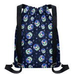 Astronaut Alien Cat Print Drawstring Backpack