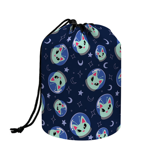 Astronaut Alien Cat Print Drawstring Makeup Bag