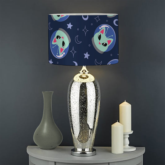 Astronaut Alien Cat Print Drum Lamp Shade