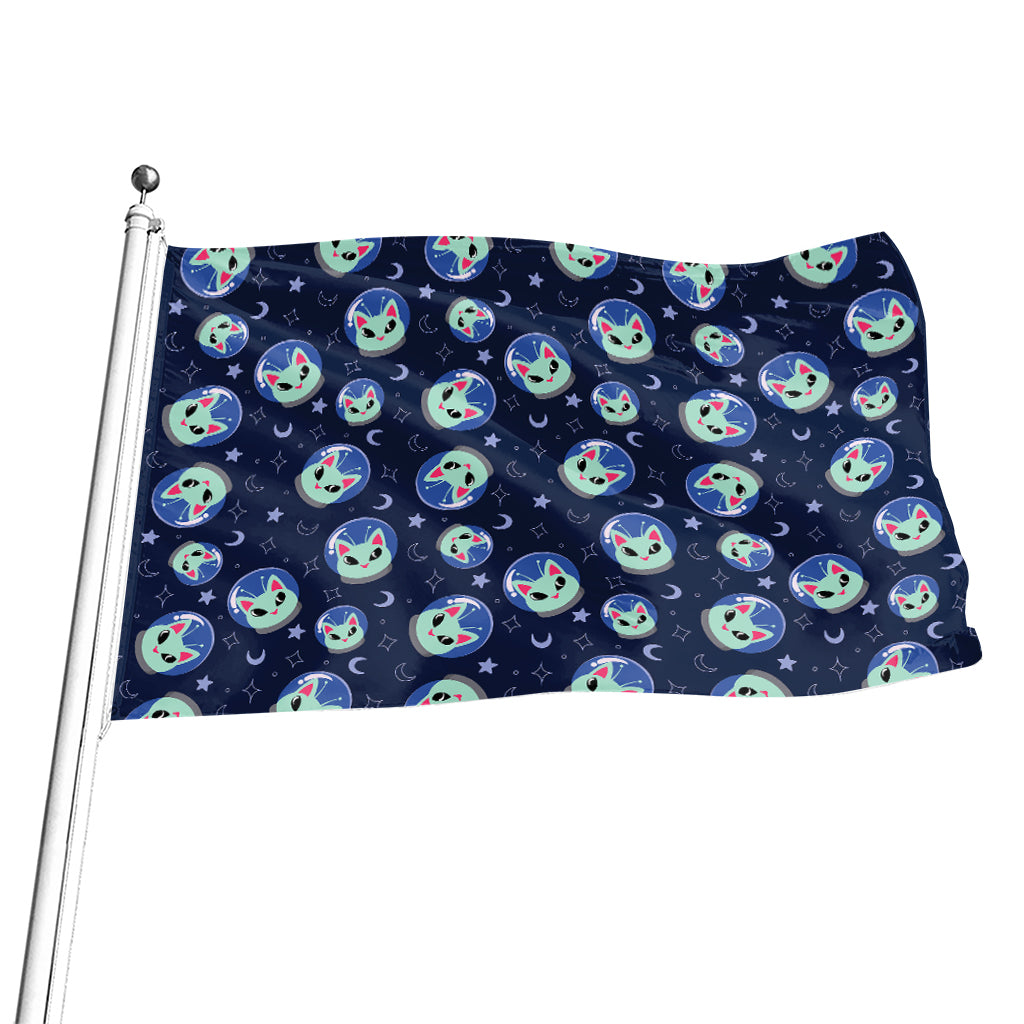 Astronaut Alien Cat Print Flag