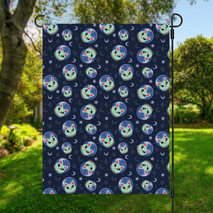 Astronaut Alien Cat Print Garden Flag