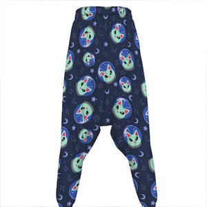 Astronaut Alien Cat Print Hammer Pants