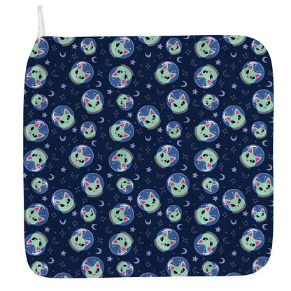 Astronaut Alien Cat Print Hand Towel