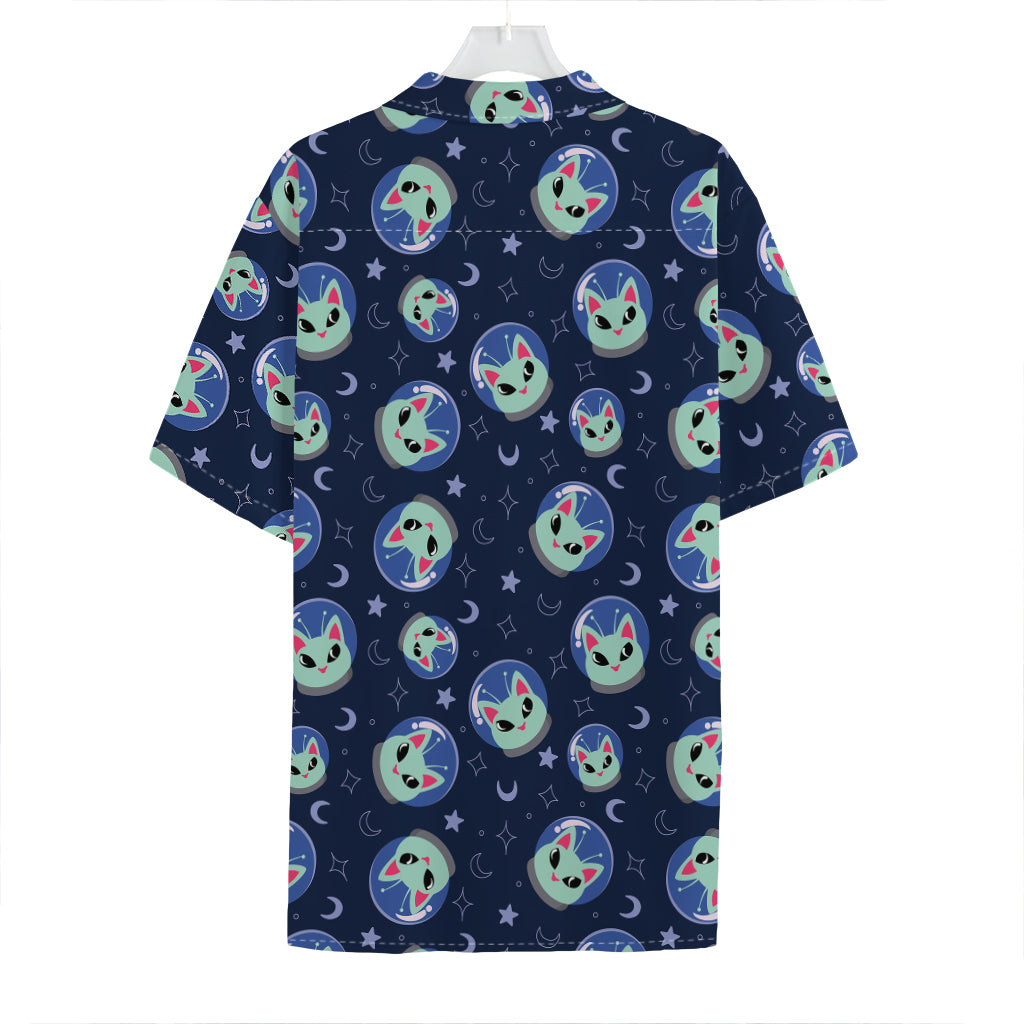 Astronaut Alien Cat Print Hawaiian Shirt