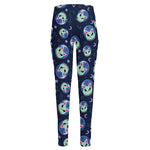 Astronaut Alien Cat Print High-Waisted Pocket Leggings