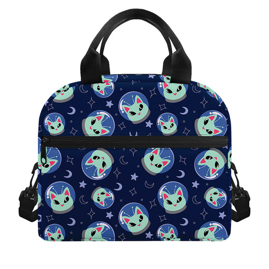 Astronaut Alien Cat Print Insulated Lunch Bag