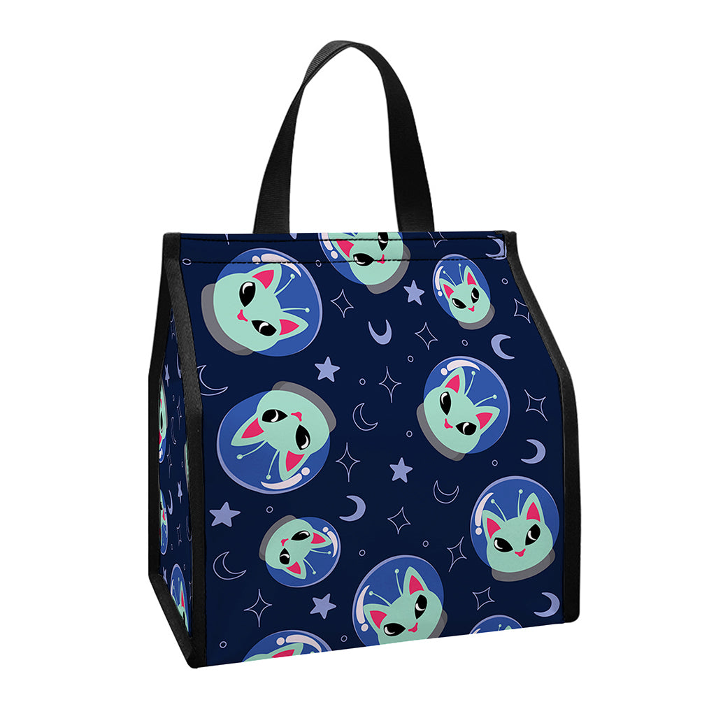 Astronaut Alien Cat Print Insulated Lunch Tote