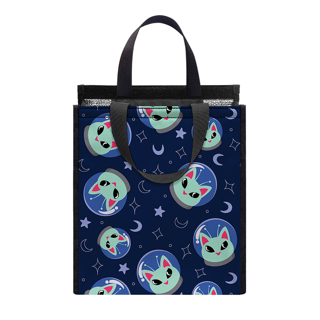 Astronaut Alien Cat Print Insulated Lunch Tote