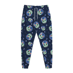 Astronaut Alien Cat Print Jogger Pants