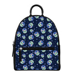 Astronaut Alien Cat Print Leather Backpack