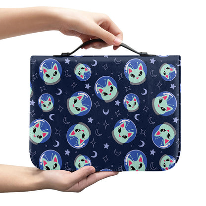 Astronaut Alien Cat Print Leather Bible Cover