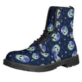 Astronaut Alien Cat Print Lace-Up Boots
