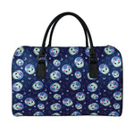 Astronaut Alien Cat Print Leather Duffle Bag