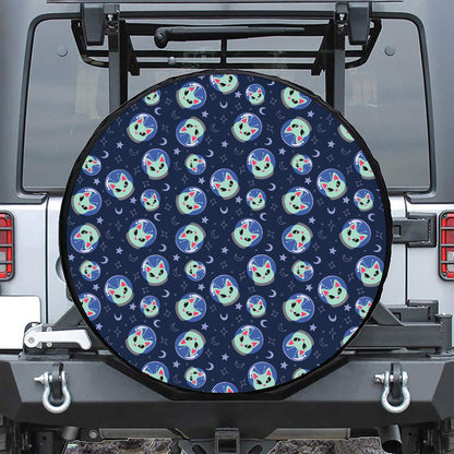 Astronaut Alien Cat Print Leather Spare Tire Cover