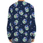 Astronaut Alien Cat Print Long Sleeve Baseball Jersey