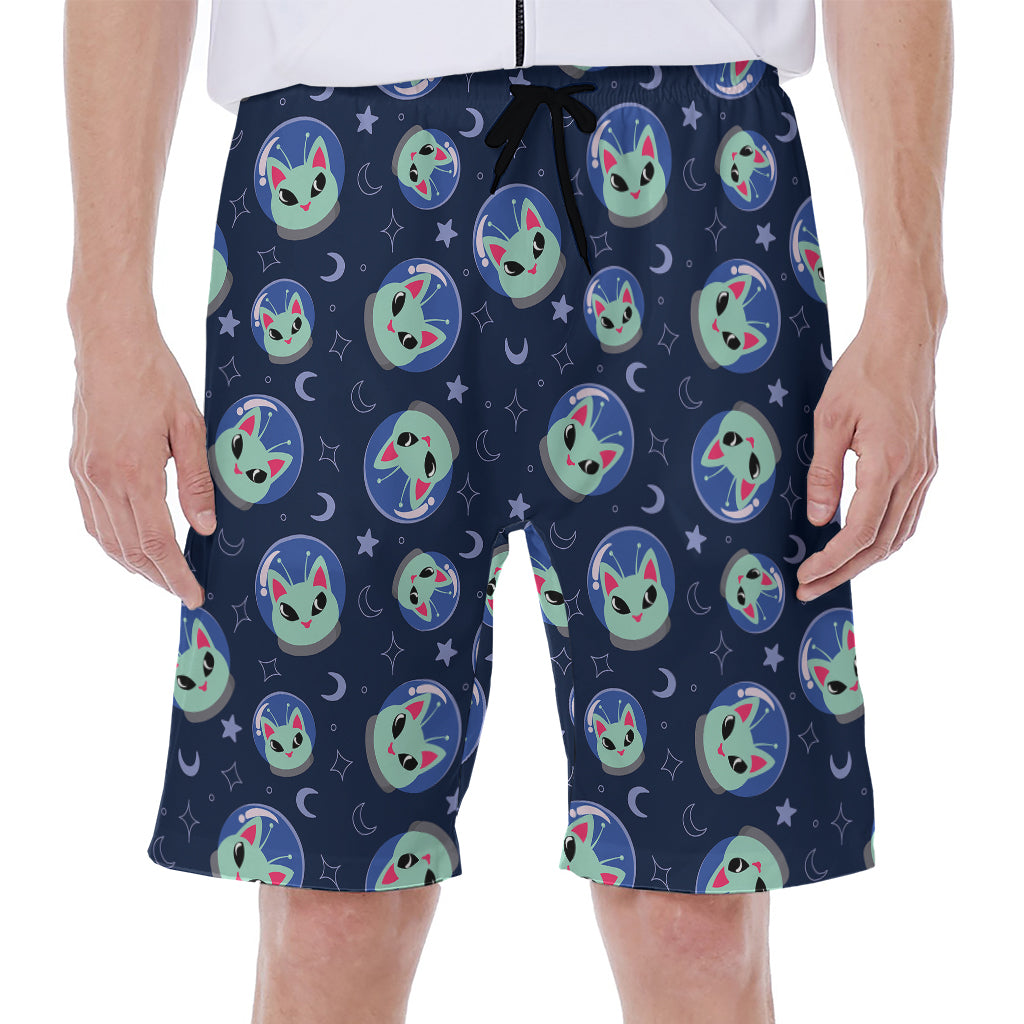 Astronaut Alien Cat Print Men's Beach Shorts